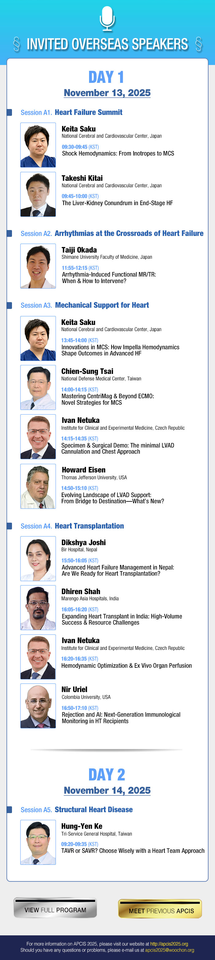 APCIS News - [APCIS 2025 Newsletter 2] Invited Overseas Speakers